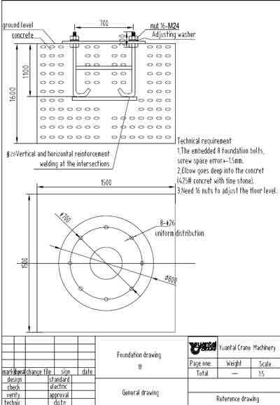 1 ton jib crane foundation drawing for Qatar client - Dongqi jib crane supplier