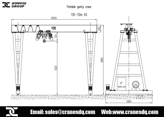 10 ton portable gantry crane design for qatar