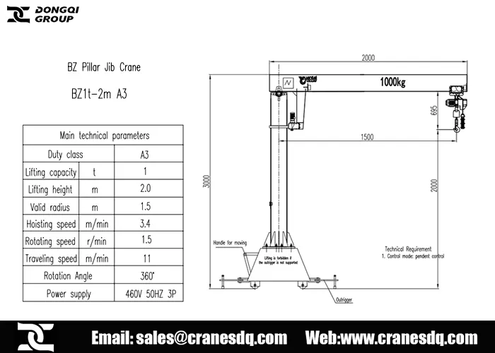 1 ton portable jib crane design